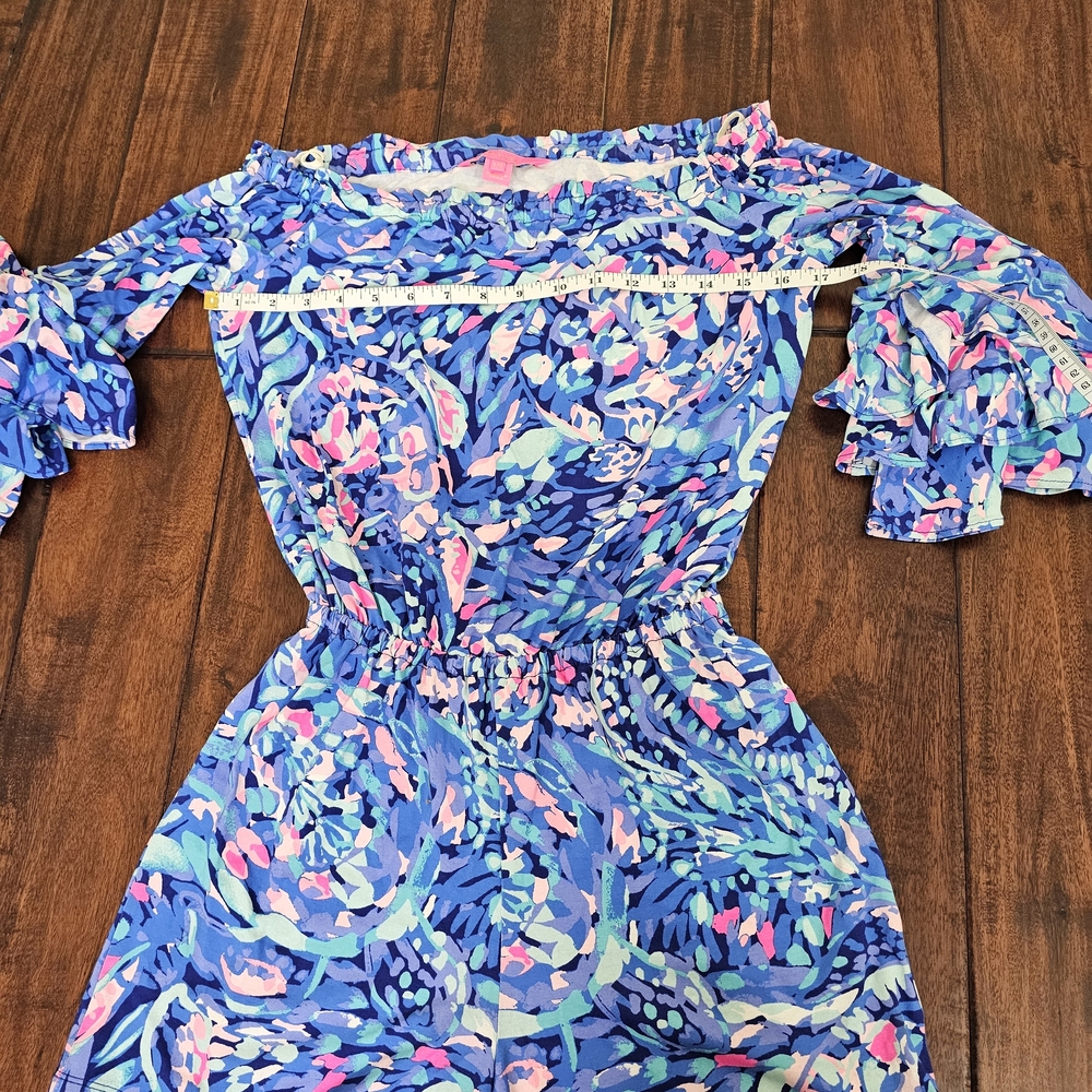 Lilly Pulitzer Calla Royal Purple Party Wave Stretchy Jumpsuit Romper Size XXS